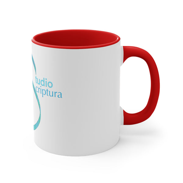 Studio Scriptura White/Red Logo Mug, 11oz