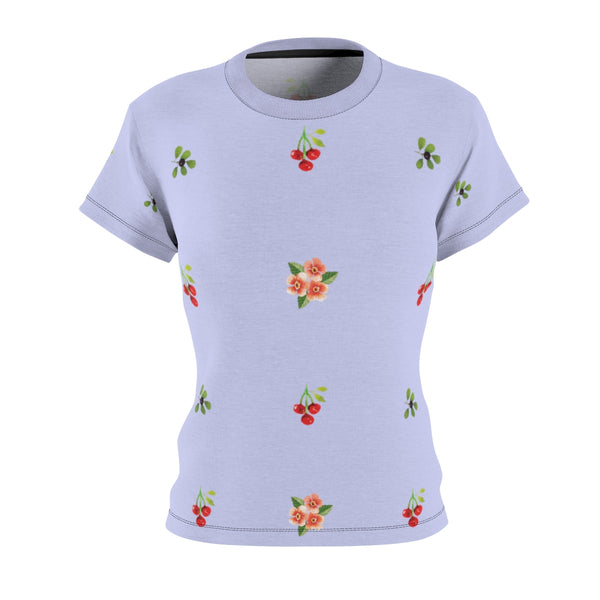 Berries and Roses Tee - Periwinkle
