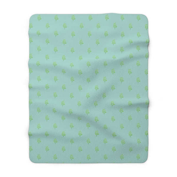 Spring Sprig - Sherpa Fleece Blanket - Cool Stream