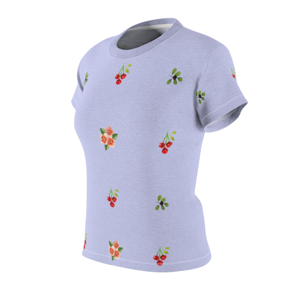 Berries and Roses Tee - Periwinkle