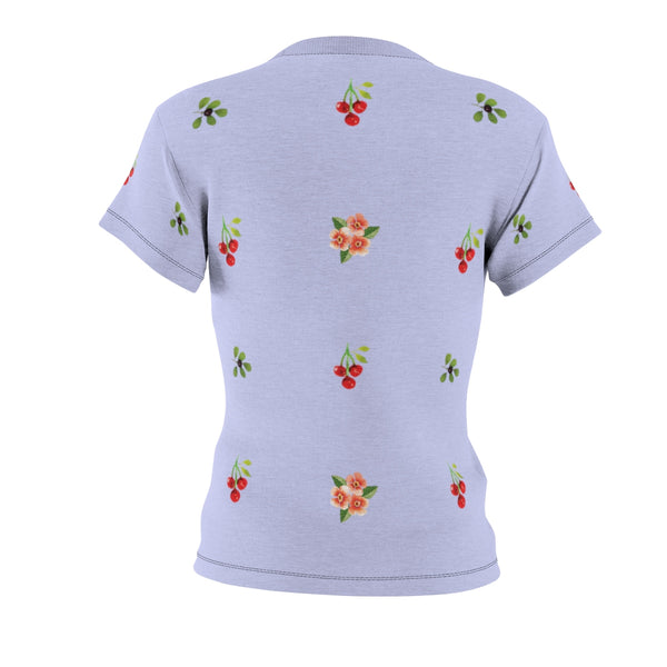 Berries and Roses Tee - Periwinkle