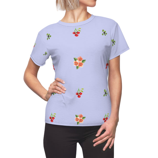 Berries and Roses Tee - Periwinkle