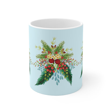 Frost Blue Christmas Swag Mug