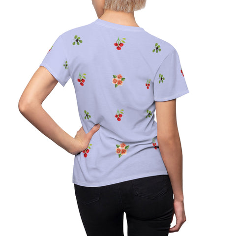 Berries and Roses Tee - Periwinkle