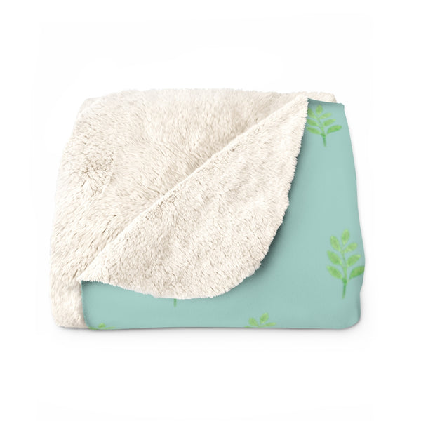 Spring Sprig - Sherpa Fleece Blanket - Cool Stream