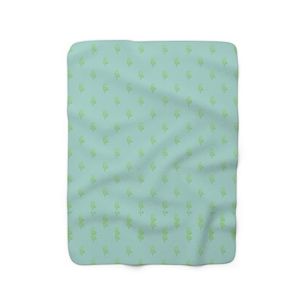 Spring Sprig - Sherpa Fleece Blanket - Cool Stream