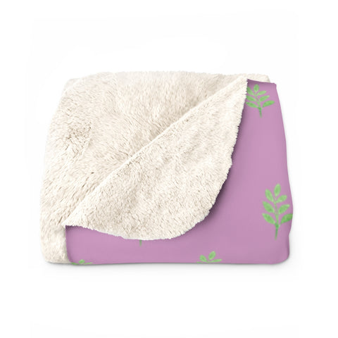 Spring Sprig - Sherpa Fleece Blanket - Lilac Dream