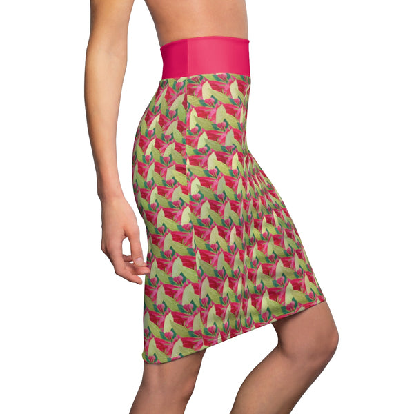 China Silk Pencil Skirt - Empress Red