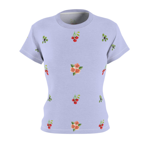 Berries and Roses Tee - Periwinkle