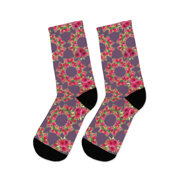 Rambling Rose Socks - Aubergine