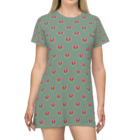 Just Chilling T-Shirt Dress - Earth Green